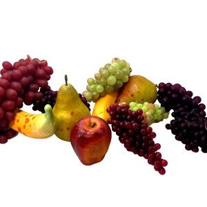 Faux Fruit Plastic Banana Apples Pears Purple Green Grapes